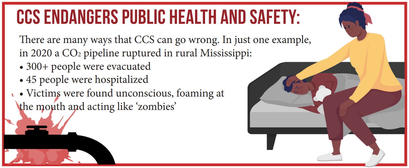 Graphic with stats on how CCS endangers public health and safety