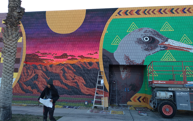 Yuma endangered species mural, in progress